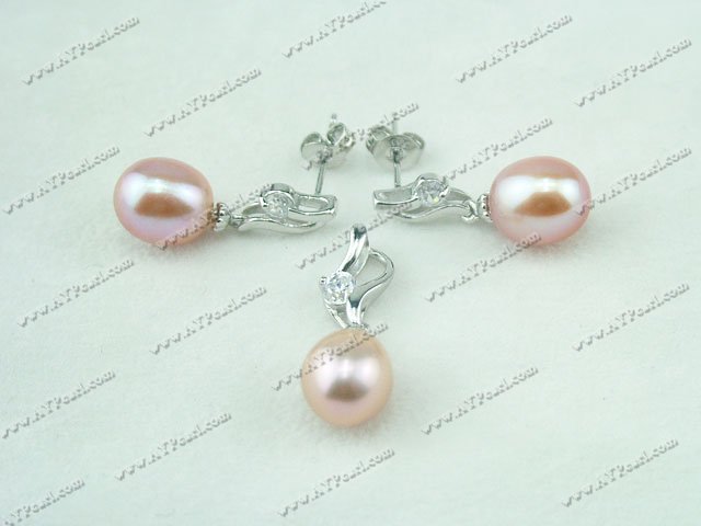 925 sterling silver pearl set