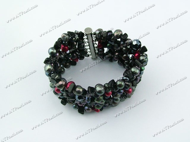 Pearl crystal multi stone bracelet