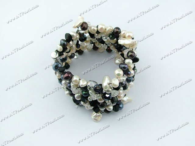 Pearl crystal multi stone bracelet