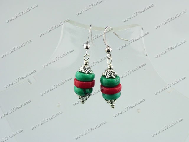 turquoise coral earrings