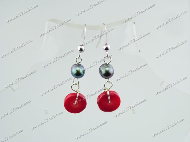 pearl coral earrings