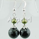 pearl black crystal earrings