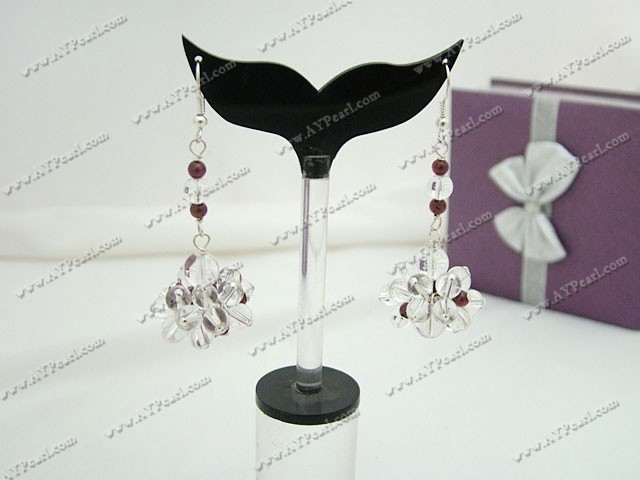 Boucles d'oreilles cristal grenat noir