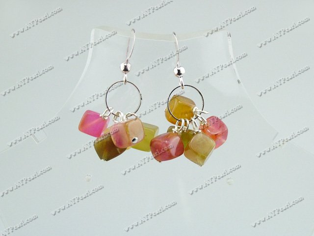 three colored jade earrings