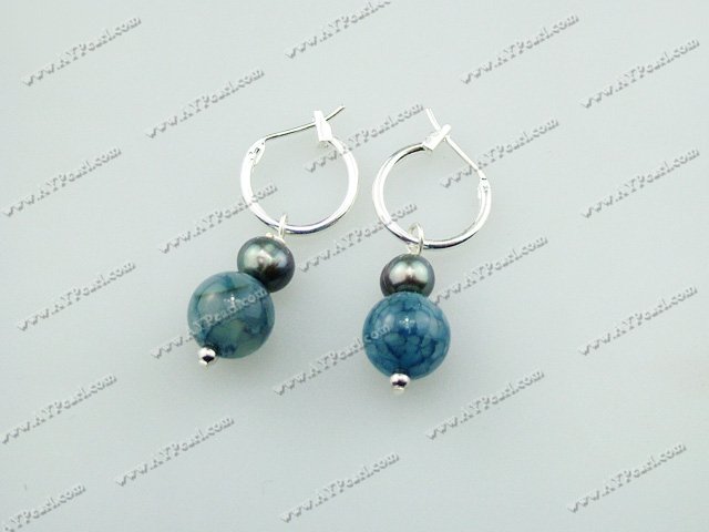 pearl blue agate earrings