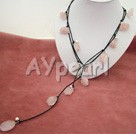 Wholesale Gemstone Jewelry-pearl rose quartz necklace
