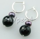 pearl black crystal earrings