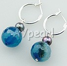 Wholesale Gemstone Earrings-faceted blue agate earrings