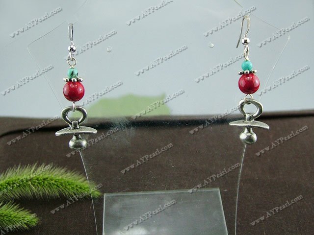 Boucles d'oreilles corail turquoise