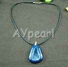 Wholesale Gemstone Necklace-crystallized blue agate pendant