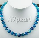 Wholesale Gemstone Jewelry-faceted blue agate necklace