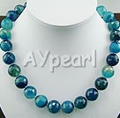 Wholesale Gemstone Necklace-faceted blue agate necklace