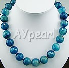 Wholesale Gemstone Necklace-faceted blue agate necklace