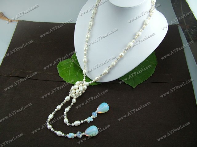 pearl crystal opal necklace