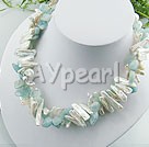 biwa pearl aquamarine chips necklace