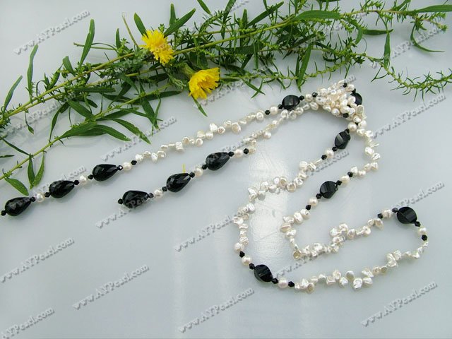 pearl svart agat halsband