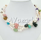 Wholesale Gemstone Jewelry-baroque pearl multi-stone necklace