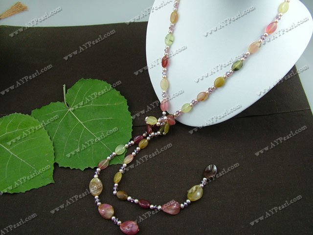 pearl three-colored jade necklace