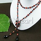 Wholesale Gemstone Necklace-garnet black crystal red jasper necklace