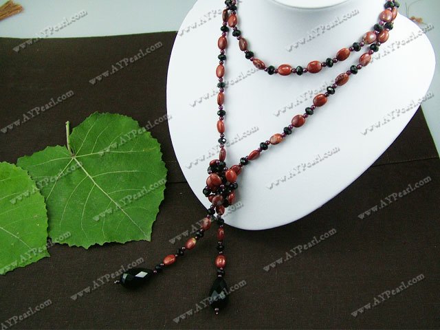 garnet black crystal red jasper necklace