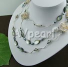 biwa pearl black shell crystal necklace