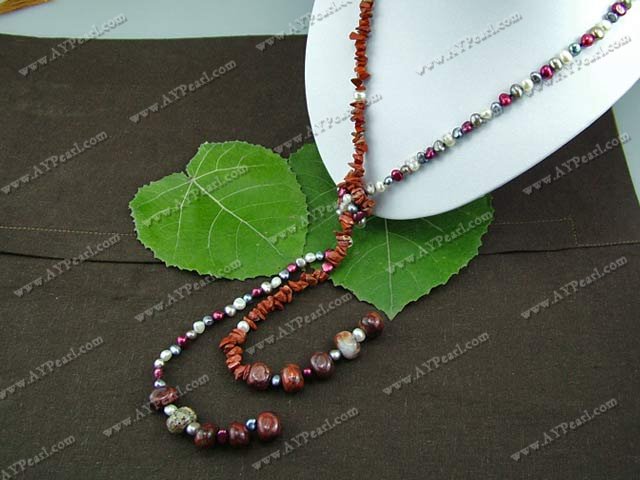 pearl red jasper necklace