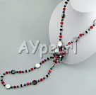 pearl coral black shell necklace