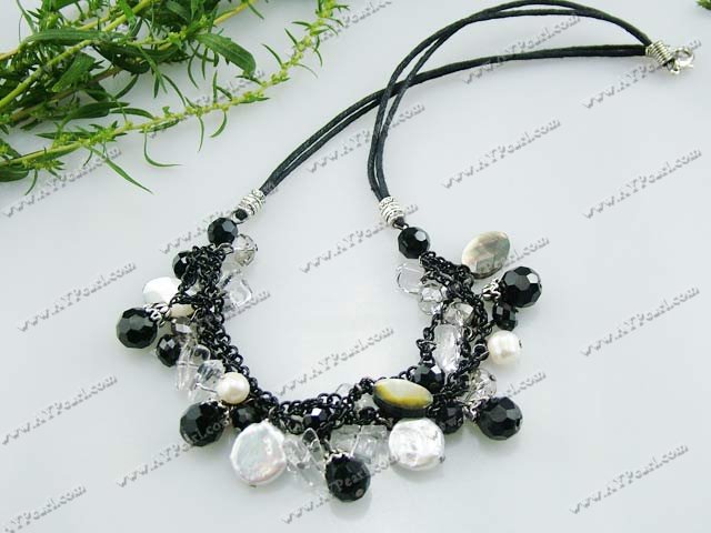pearl crystal shell necklace