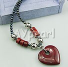 Wholesale Gemstone Jewelry-black pearl red jasper necklace