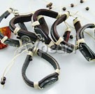 Wholesale ring jewelry-bull bone leather string bracelet(6 pcs)