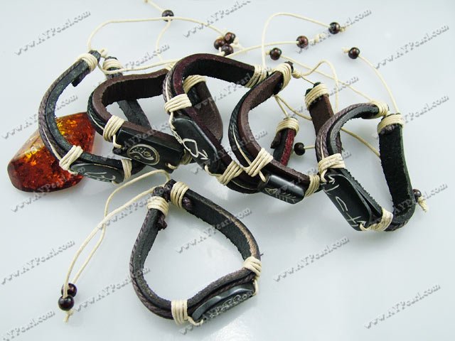 bull bone leather string bracelet(6 pcs)