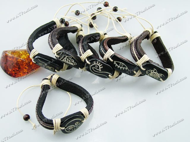 bull bone leather string bracelet(6 pcs)