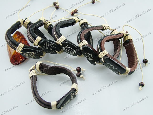 bull bone leather string bracelet(6 pcs)