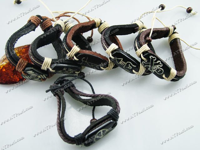 bull bone leather string bracelet(6 pcs)