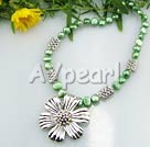 dyed pearl tibet silver flower necklace