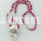 Wholesale Jewelry-dyed pearl tibet silver flower necklace