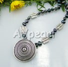 Wholesale Jewelry-dyed pearl tibet silver flower necklace