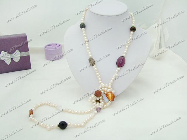 baroque pearl multi-stone necklace