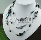 pearl black agate crystal necklace