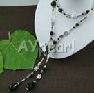 black agate pearl white crystal necklace