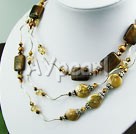 Wholesale Gemstone Necklace-pearl crystal tiger eye necklace