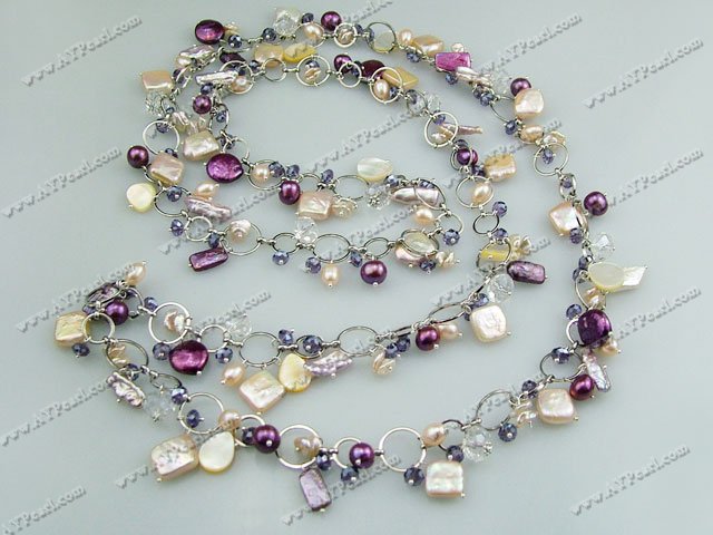 biwa pearl shell and smoky quartz necklace