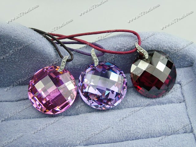three-color 25mm zircon pendant necklace(3 pieces)