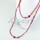 pearl shell three colored jade necklace