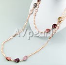 pearl shell and silver leaf agate necklace