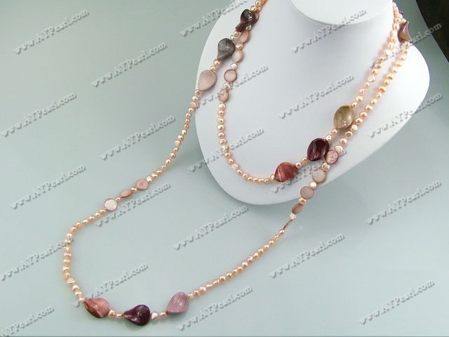 pearl shell and silver leaf agate necklace