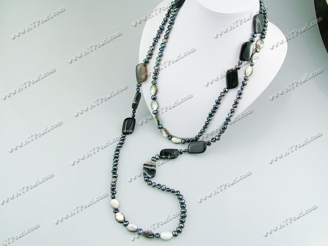 pearl agate black lip shell necklace