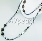 pearl smoky quartz black shell necklace