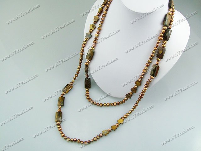 pearl tiger eye shell necklace