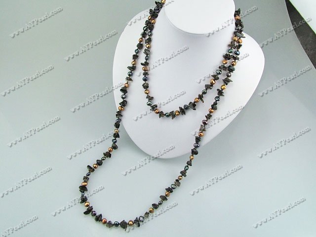 pearl smoky quartz necklace